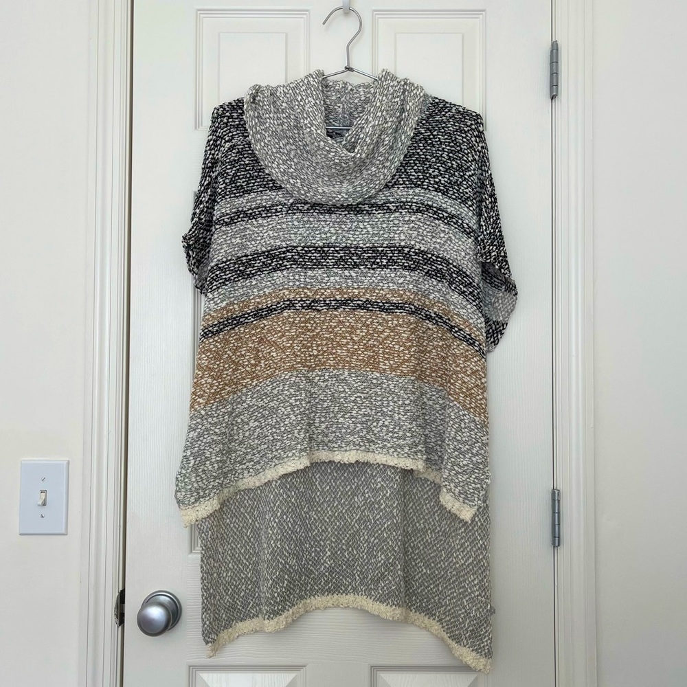 Fall striped cowl neck poncho women size medium